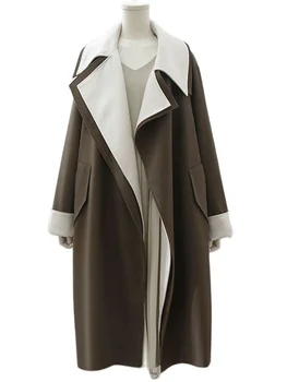 2023 Tavaszán Új Női Közepes hosszúságú Kabát Széldzseki, Double-layer Gallér Bő Kabát Divat Felsőruházat Női Streetwear