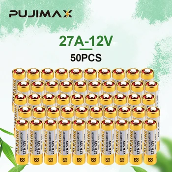 PUJIMAX 50pcs Akkumulátor 27A 12V Száraz Alkáli Elem Nti-rozsda 27MN A27 Nagy Kapacitású Autó Távoli Játékok Kalkulátor Csengő Univerzális