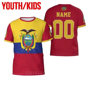 Ifjúsági Gyerekek Egyéni Név Száma, Ecuador Ország Zászló 3D-s póló Ruha póló Fiú Lány Pólók Felsők Szülinapi Ajándék NEKÜNK Méret