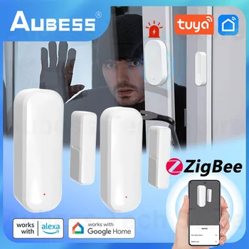 AUBESS Tuya Ajtó Érzékelő ZigBee Ajtó, Ablak Nyitás Érzékelő Smart Home Security Védelmi Riasztó Rendszer Alexa, a Google Asszisztens