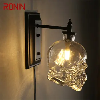 RONIN Klasszikus Fali Lámpa Északi Kreatív Berendezési tárgyak Koponya Árnyékban Design Lámpa, Gyertyatartó Ipari Szél, Bár Dekoratív