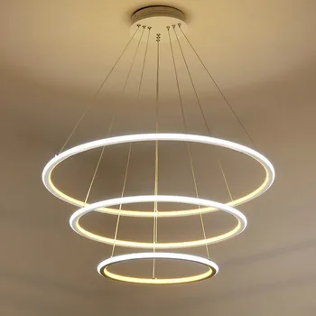 Új, Modern 3 Kör gyűrűk LED Medál Fények Nappali, Étkező LED Csillogás Medál Lámpa Lóg Mennyezeti lámpatest