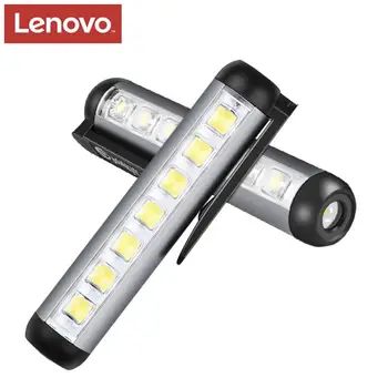 Lenovo LED Zseblámpa 18650 Akku Magas Energia Újratölthető Elemlámpák Mágnes Munka Fény COB Fáklyák Kerti Kemping Lámpás
