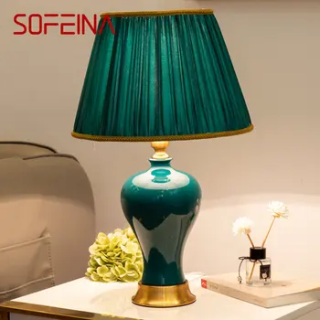 SOFEINA Modern Zöld Kerámia asztali Lámpa LED Kreatív Egyszerű ágy mellett, asztali Lámpa Divat Dekoráció az Otthoni Nappali, Hálószoba