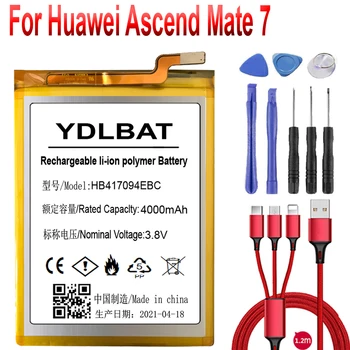 HB417094EBC 4000mAh Akkumulátor, Huawei Ascend Mate 7 Akkumulátor Mate7 TL00 TL10 UL00 CL00 Mobiltelefon Akkumulátor+USB kábel+toolkit