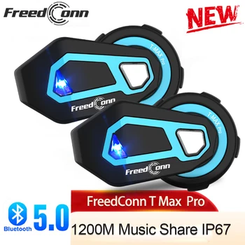 Freedconn T-MAX PRO Motoros Sisak Bluetooth Headset 1000M 6 Versenyző Kaputelefon Csoport Beszélni Zene Megosztása Fejhallgató FM Rádió