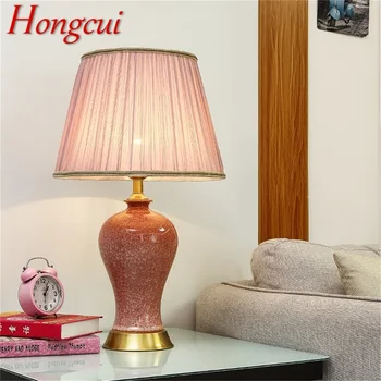 Hongcui Kerámia asztali Lámpa Rózsaszín Luxus Réz asztali Lámpa Anyag Haza Nappali Étkező Hálószoba Iroda