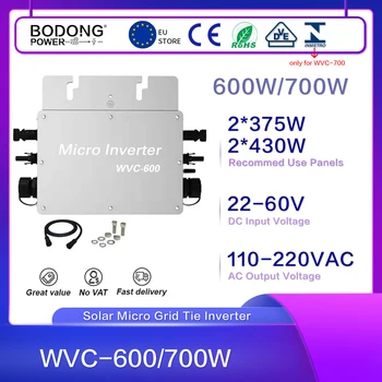 600W, vagy 700W MPPT Rács Nyakkendő Micro Inverter Napelemek a DC Bemeneti 22-60V AC 110V230V Átalakító
