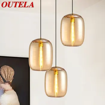 OUTELA Modern Golden LED Medál Lámpák Ipari Kreatív Üveg Design Lógó Lámpa Otthoni Étkező Nappali Hálószoba Decor