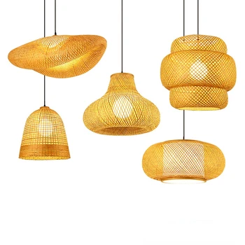 Bambusz Lámpa Medál Lámpa Természetes Rattan Fonott E27 Csillár Kézzel Szőtt Bambusz Lámpaernyők, Lámpatestek, Lógó Lámpa