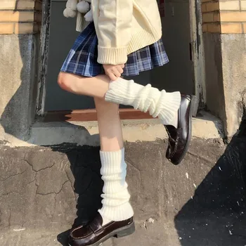Új Japán Lolita Édes Lány Lábát Melegebb Kötött Zokni Gombolyagot Kötött Lábát Borító Cosplay Nők Őszi Téli Halom Halom Zokni