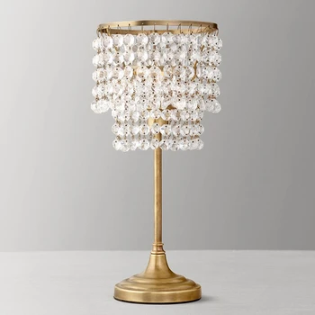 American vintage nappali kristály asztali lámpa fényerő lány romantikus meleg francia éjjeli lámpa