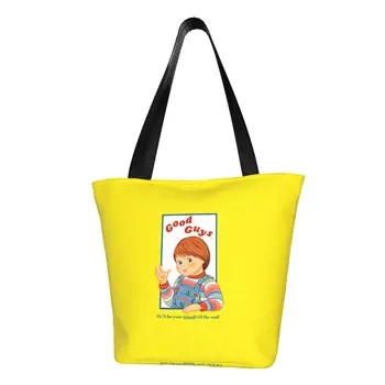 Jó Srácok Chucky Élelmiszert Tote Bevásárló Táskák a Nők Aranyos Gyerek Játék Baba, Vászon Váll Shopper Táska Nagy Kapacitás Táska