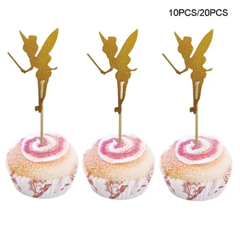 10/20db Flower Fairy Cake Behelyezve Kártya, Angyal, Tündér Szülinapi Torta Topper Csillogó Papír Válassz Esküvői Baba Zuhany DIY Torta Dekoráció