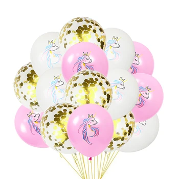 10Inch 15Pcs Egyszarvú Lufi Rózsaszín Dot Flitterekkel Latex Globos Ballon, hogy az Esküvő Karácsony szilveszter Születésnapi Party Kellékek Ballon