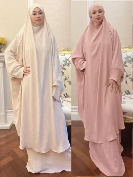 Ramadán 2 Darab Jilbab Hosszú Khimar Meghatározott Abaya Muszlim Nők Ima Ruhadarab Dubai Szaúd Ima Ruha 2 Darab Ruha Szett Eid Niqab