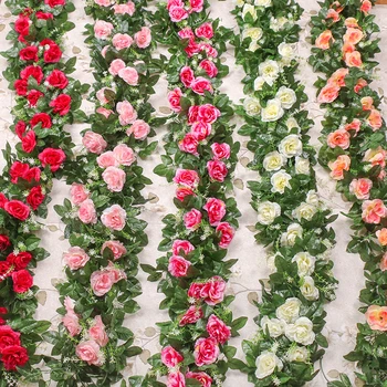 Esküvői Dekoráció Rose Mesterséges Virágokat, Koszorút, Esküvői Haza Room Decor Tavaszi, Őszi Kert Arch DIY Hamis Növény Szőlő
