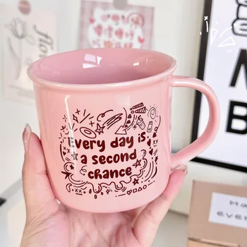 Amerikai angol Graffiti bögre, Rózsaszín Lány Szíve Aranyos Kupa Reggeli Csésze Születésnapi Ajándék Bögre Amerikai Kávés Csésze Víz Kupa