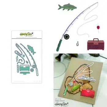 Fém Vágó Meghal horgászbot, horgász felszerelés Clipbook Napló Dekoráció Megkönnyebbülés Sablon Diy Üdvözlő Kártya, Kézzel készített 2023 Új