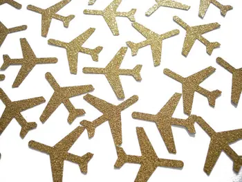 A csillámos Arany Repülőgép scrapbooking Esküvői Konfetti scatter leánybúcsú szülinapi Asztal dekoráció scrapbook Confettis