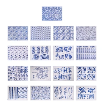Kék-Fehér Porcelán Egyszerű Matrica, Papír, Porcelán Átutalás Papír Fazekas Hajó