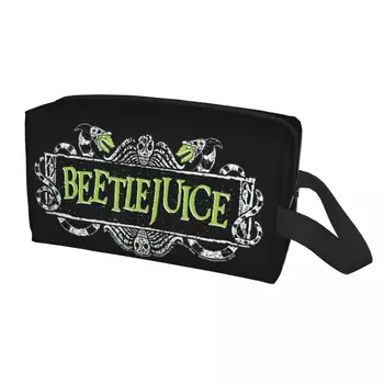 Beetlejuice Zöld Jel, Embléma Kozmetikai Táska Kawaii Nagy Kapacitás Tim Burton Filmet Halloween-Smink Szépség Fürdőszobai Tároló Zsák