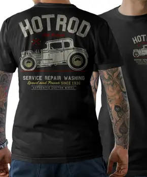 T-Shirt Hot Rod Oldschool Schrauber V8 Muscle Car Rockabilly Dupla Oldalon Új 2019-Es Nyári Márka Márka Magas Minőségű O Nyakú Póló