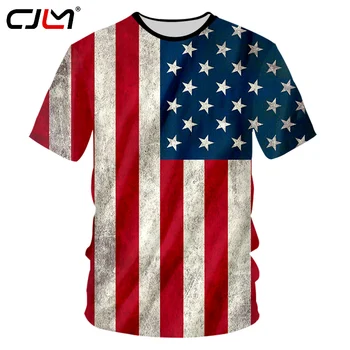 CJLM USA Zászló, póló Férfi Szexi 3d-s Tshirt Nyomtatás Csíkos Zászlót Férfi Póló Nyári Rövid Ujjú Póló Túlméretezett Póló