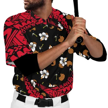 A Polinéz Törzsi Hawaii Totem Tetoválás Hawaii Nyomatok Férfi Baseball Jersey Softball Csapatunk Egységes Hip-Hop Csípő Rövid Ujjú