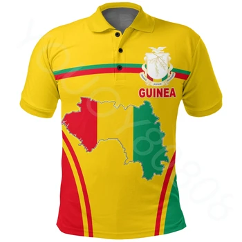 2023-Afrikai Zóna Ruházat Férfi Póló Nyomtatott Hajtóka T-Shirt Rövid Ujjú - Guinea Aktív Zászló, Póló Felső