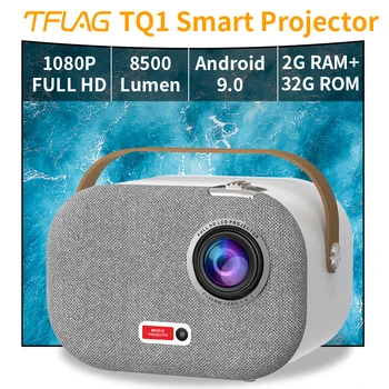 TFlag TQ1 Mini Projektor Full HD 1080P 8500 Lumen 4K Smart Android 9.0 Wifi 2+32G LED Videó Hordozható Projektor házimozi