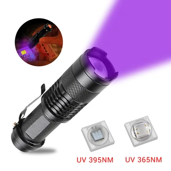 LED 365nm 395nm UV Lámpa Ultraibolya Fáklya Nagyítható Fókusz Mini UV uv-Fény Pet Vizelet Foltok Érzékelő Skorpió Vadászat