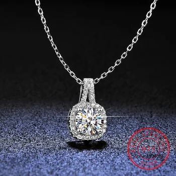 Moissanite Drágakő 1CT Gyémánt Nyaklánc Cirkónia CZ Egyengetni Lánc Tér Medálok Luxus Esküvői Ékszerek Ajándékok