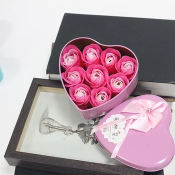 Mesterséges Rózsa Szappan Virág, szív doboz belül szimuláció PE virág, Karácsonyra, Valentin-Nap esküvő, születésnap kreatív ajándék