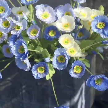 Mesterséges Poppy Virág Megállapodás Hajlítható Igazi Érintés Központi Élethű 60cm Esküvői Természetes Kert Dekoráció