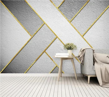 Egyedi 3d-s fotó tapéta Skandináv minimalista arany vonalak absztrakt geometriai TV háttér fali dekoráció freskó обои 3д для стен