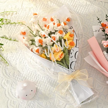 Mesterséges Horgolt Virág Kész Hamis Kézzel Készített Virágok Mesterséges Növények Esküvői Bankett Asztal Dekoráció Nappali Dekor