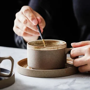 Retro Kerámia Kávés Bögre Készlet Kreatív, Kézzel Készített Kerámia Csésze Étel, Tej Víz Bögre Reggeli Bögre Otthoni Étkészlet Nagykereskedelmi