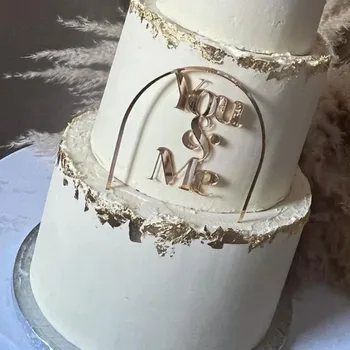 Arany Ezüst RoseGold Akril Arch Torta Topper Te meg Én Esküvői Torta Dekoráció, Party Kellékek Tortát Díszítő Eszközök