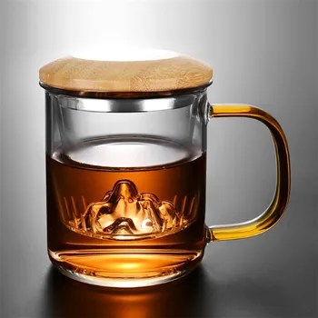 Kreatív Háztartási Üveg Tea Csésze Fogantyú, majd Fedő Egyszerű Víz Szétválasztó Bögre hőálló Szűrő Virág Teáscsésze Drinkware