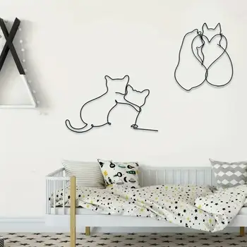 Egyedi Fém Macska Wall Art - Adjunk egy kis Minimalista Varázsa, hogy A nappaliban!