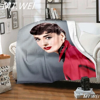 Audrey Hepburn szuper puha, meleg, hordozható hosszú plüss kanapé, ágy, takaró/nap/utazás/dekoráció/vicces ajándék/nosztalgikus takaró
