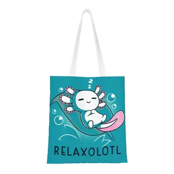 Aranyos Nyomtatása Csak Egy Lány, Aki Szeret Axolotl Bevásárló Tote Bags Mosható Vászon Vásárló Váll Ambystoma Mexicanum Táska