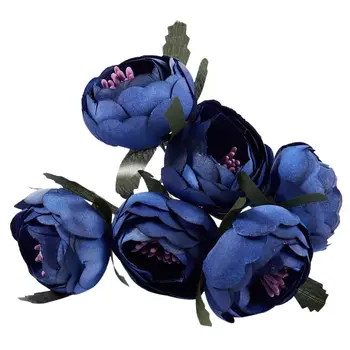 6db/sok Szimuláció Selyem kendővel csokor a menyasszony kezében virágot dekoratív virágokat (Royal kék lila szív)Egyetlen virág diamet